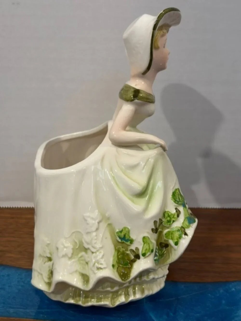 Relpo 5940 Lady with Green and Blue Dress Planter Vase